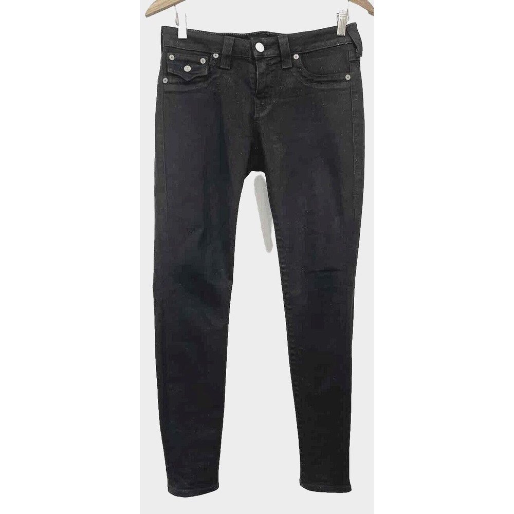 True Religion Jeans Black Serena Glitter Gold Coated Jeans Y2K Goth Mallcore 28